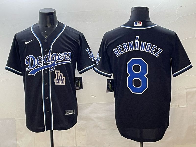 Men 2025 Nike Los Angeles Dodgers #8 Hernandez Black MLB Jersey style 0015